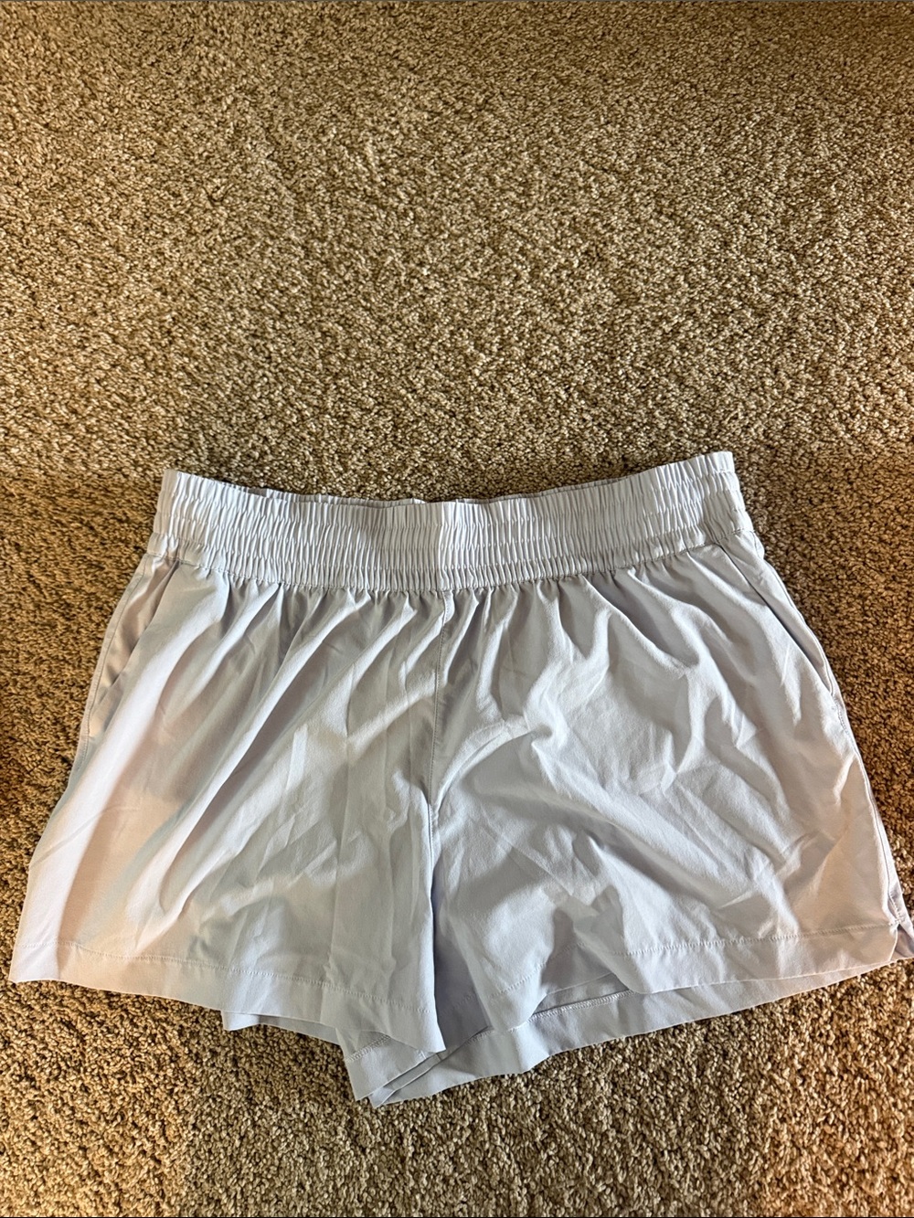 Athleta Light Gray Elastic-Waist Athletic Shorts